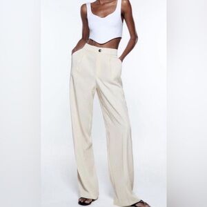 Zara Ecru Full Length Flowy Pants Size XS and S Trousers NEW WITH TAGS